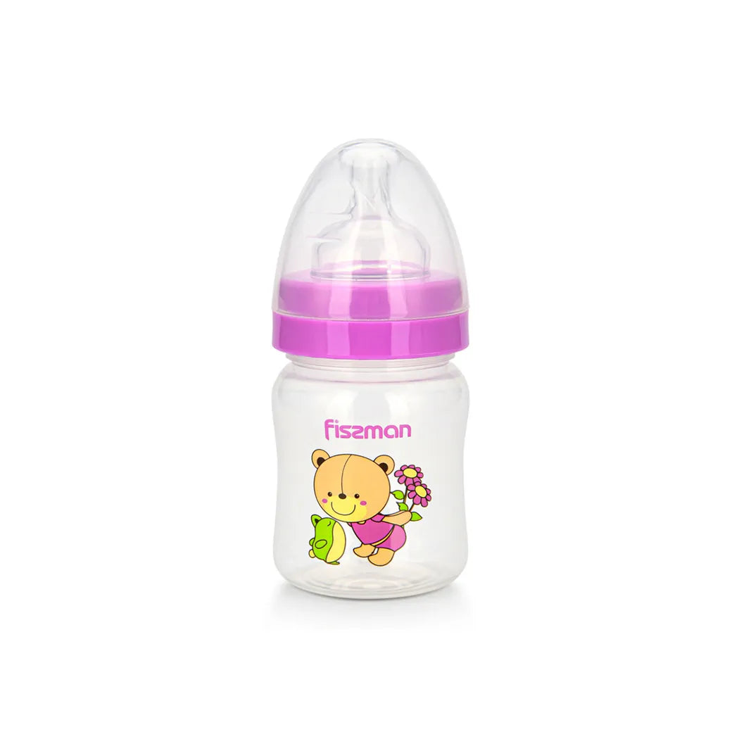 Fissman Plastic Baby Feeding Bottle With Wide Neck 120ml Pink