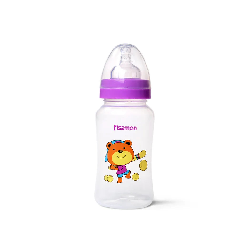 Fissman Plastic Baby Feeding Bottle With Wide Neck 300ml Purple