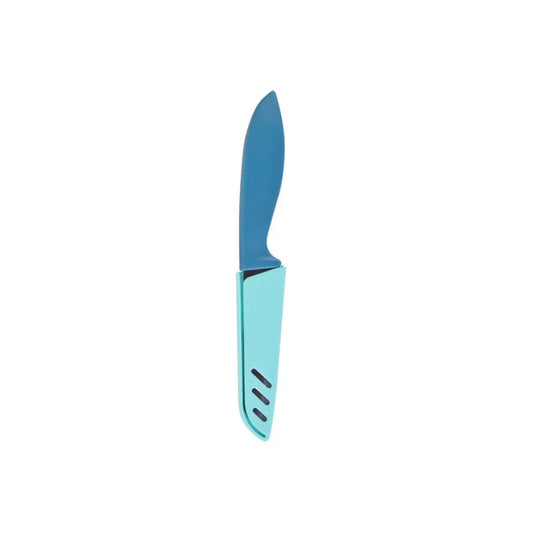 Stainless Steel Utility Vegetable And Fruit Knife with Sheath in Blue/Green Color, 21 cm