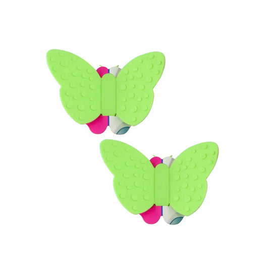 2-Piece Silicon made Butterfly Design Pot Holder Magnet Set in Green Color