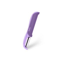 P-shaped Stainless Steel Vegetable Peeler with 2 Blades in Purple Color, 15 cm