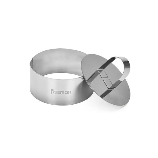 Stainless Steel Dessert Ring with Pusher, 10 x 4.5 cm