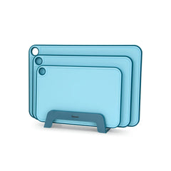 3-Piece Thermoplastic made Chopping Boards with Holder in Blue Color, 41 x 28 cm, 36 x 24 cm, 31 x 20 cm