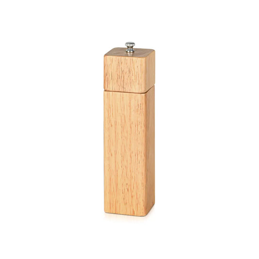 Square Shaped Rubber Wood made Pepper Mill in Beige Color, 21.5 x 5 cm