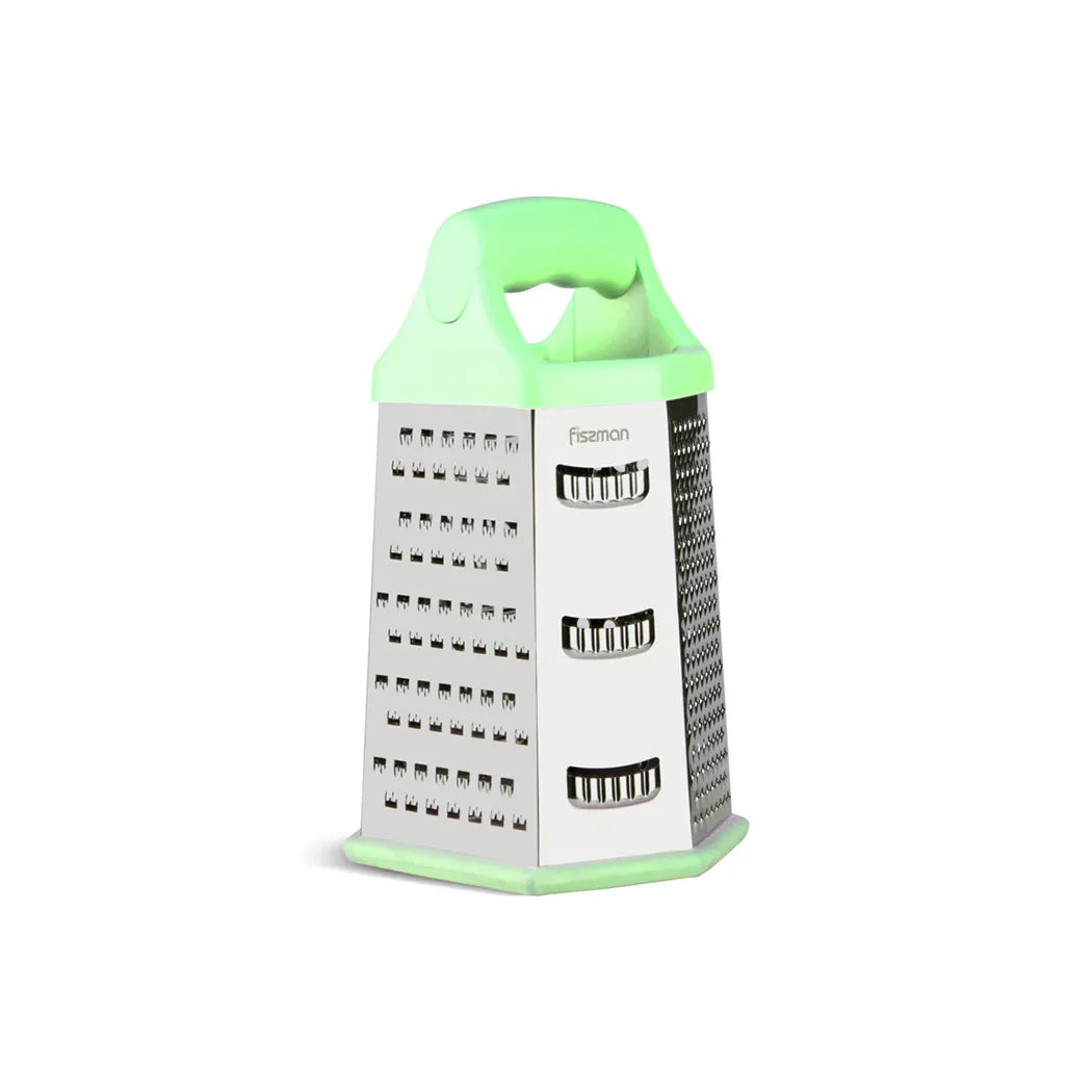 Stainless Steel 6-Sided Vegetable And Cheese Grater in Green Color, 24 cm