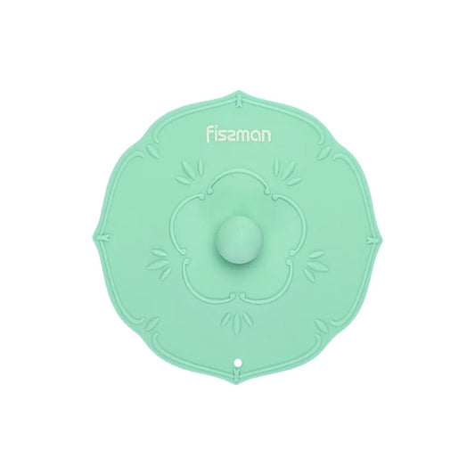 Silicon made Cup Lid with Flower Design in Sea Green Color, 11 cm