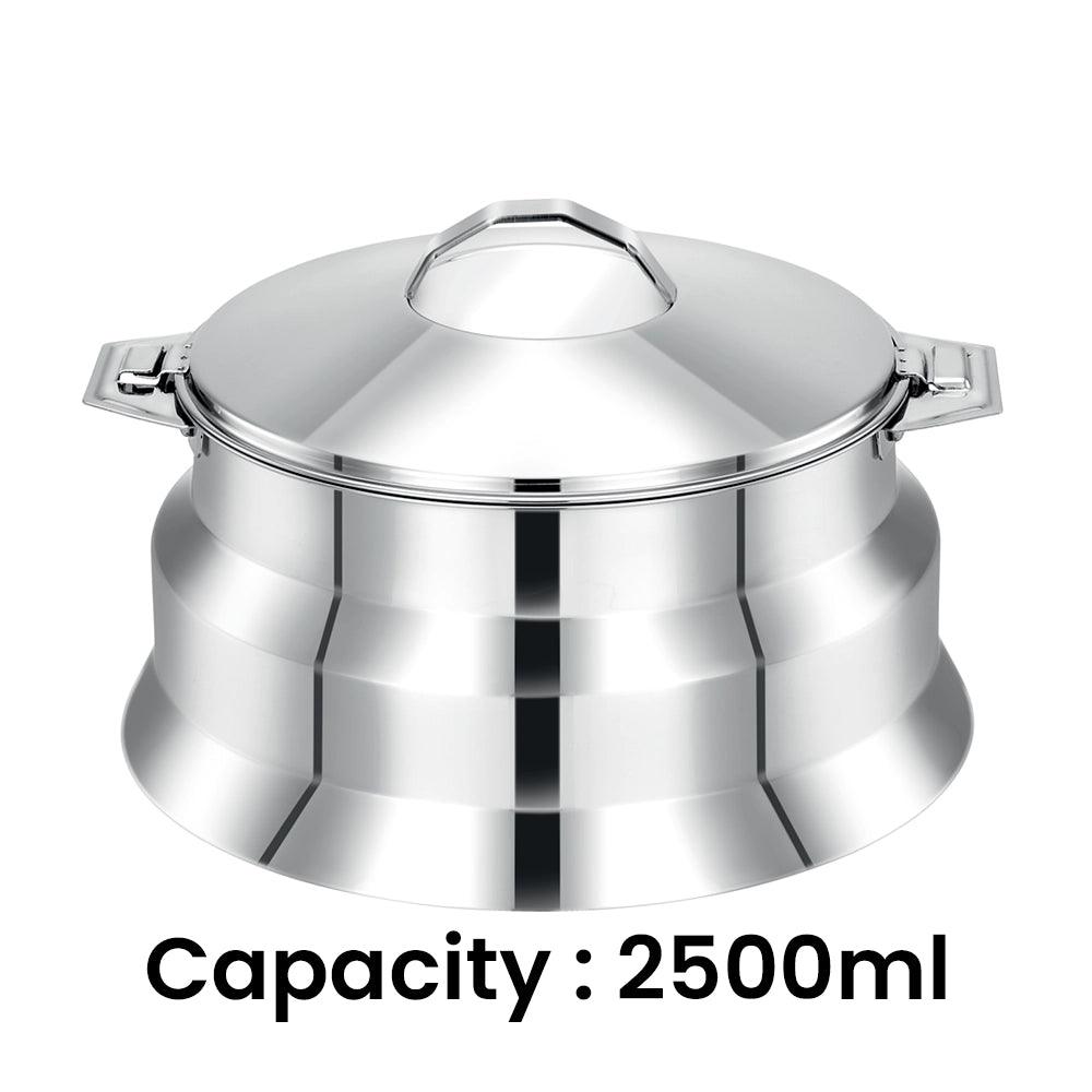 Pradeep Arah Stainless Steel Hot Pot Plain, 2500 ml - HorecaStore