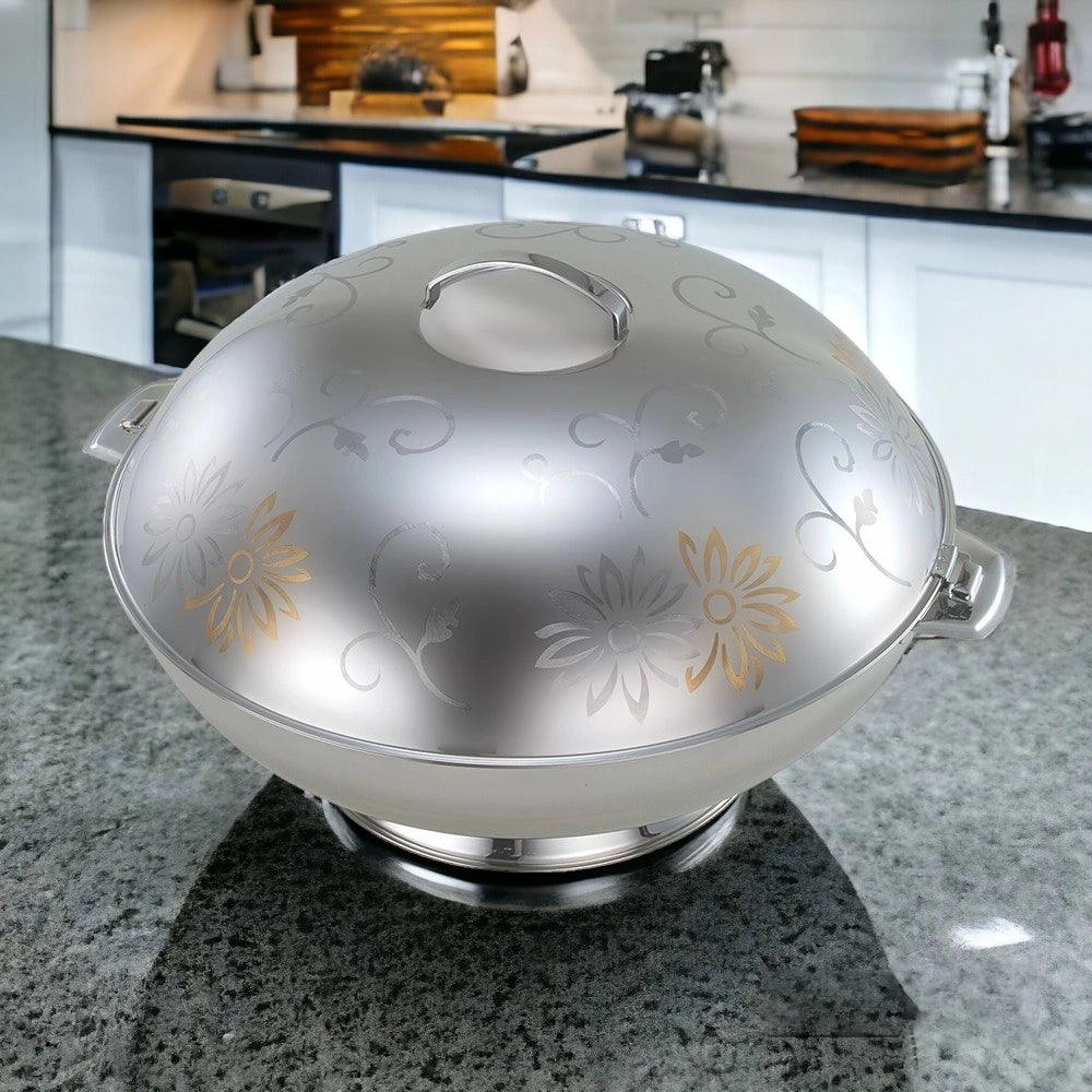 Shayna Stainless Steel Hot Pot Gold Flower, 5000 ml - HorecaStore