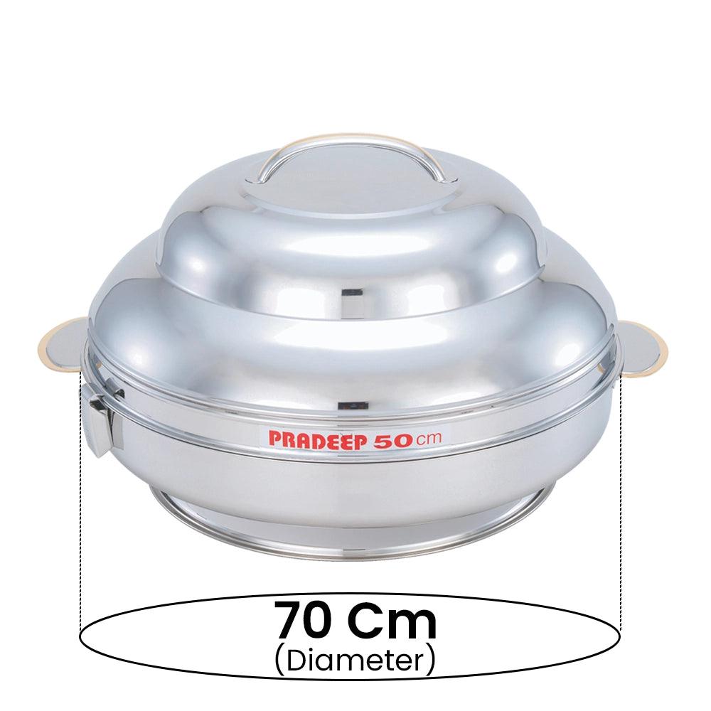 Pradeep Sparkling Jumbo Stainless Steel Hot Pot, 70 cm - HorecaStore