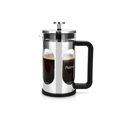 CORRETTO Series Borosilicate Glass made French Press Coffee Maker in Silver/Clear Color, 600 ml