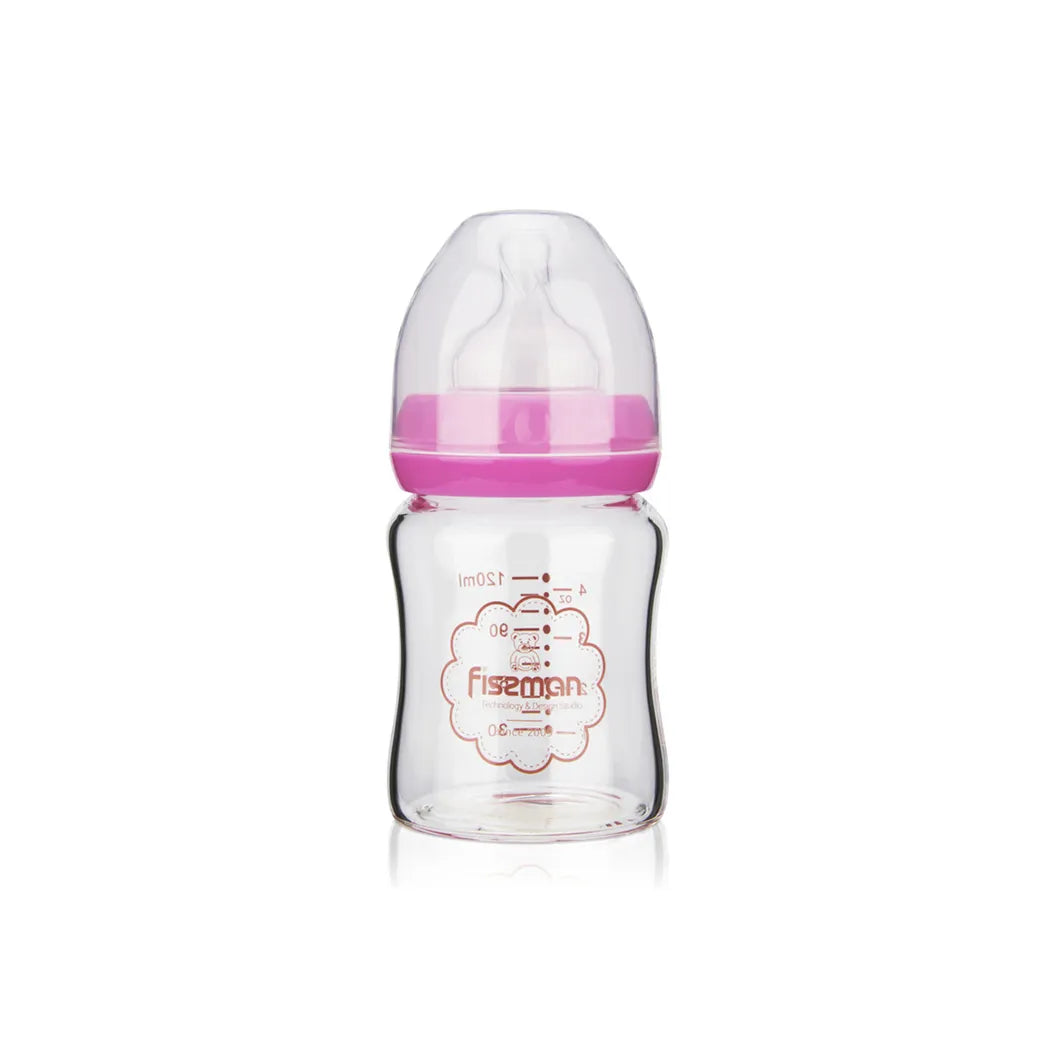 Fissman Feeding Borosilicate Glass Bottle 120ml Pink