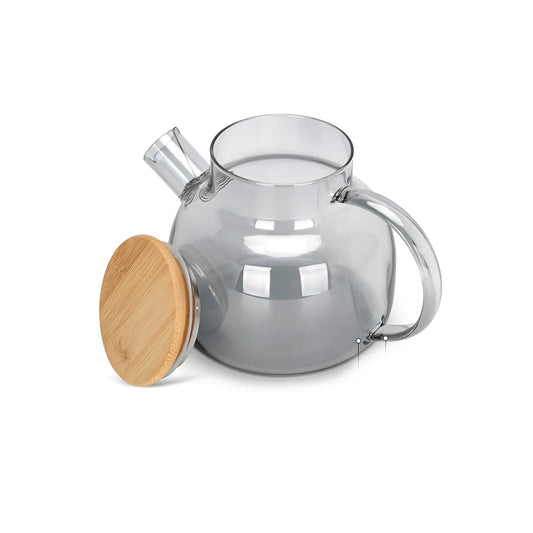 Heat Resistant Glass made Tea Pot with Steel Infuser in Grey Color, 1 ltr.