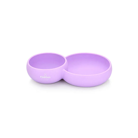 Stainless Steel Deep Bowl with Divided Two Sides in Purple Color, 580 ml