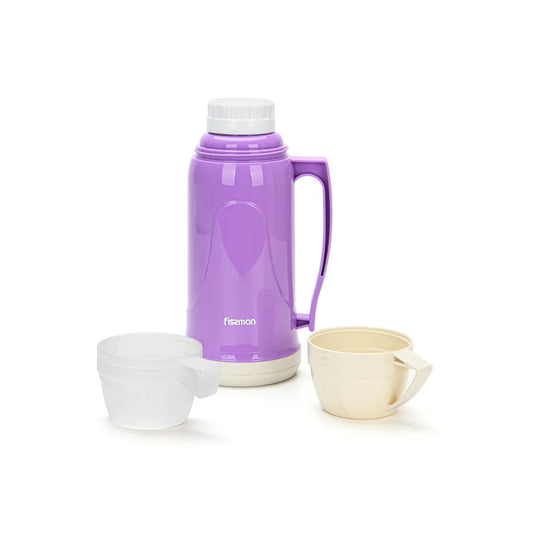 Glass Liner Vacuum Flask with Plastic Case in Purple Color, 1 ltr.