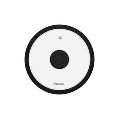 Glass Lid Arcades with Silicone Rim in Black Color, 20 cm