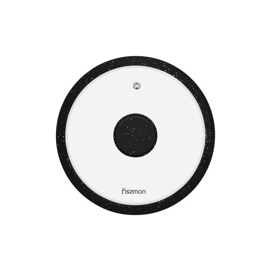 Glass Lid Arcades with Silicone Rim in Black Color, 20 cm