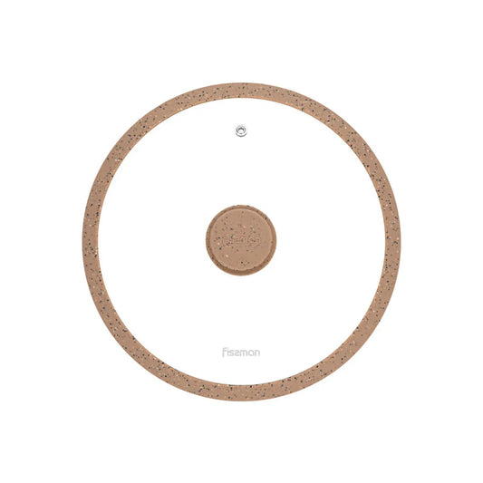 Glass Lid Arcades with Silicone Rim in Brown Color, 26 cm