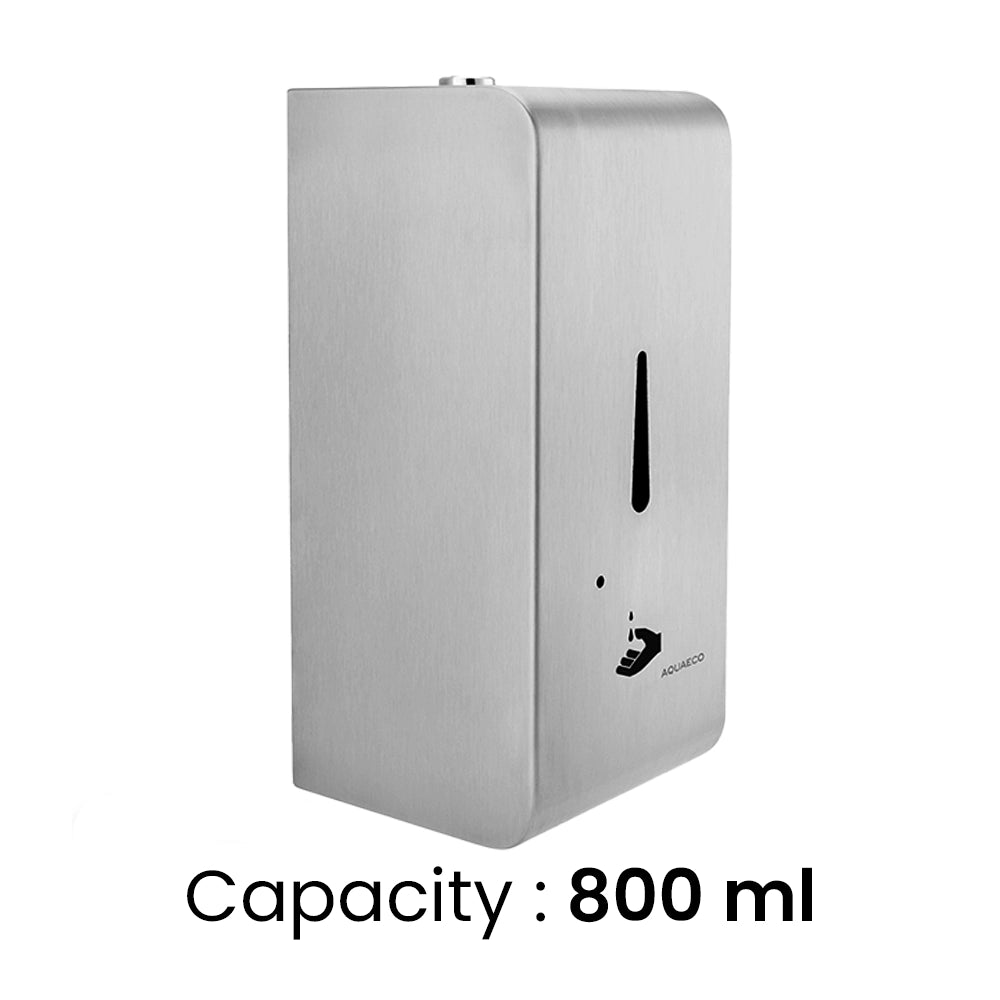 Aquaeco Ix304 Battery Operated Brushed Stainless Steel Wall Mounted Touchless Soap/Sanitizer Dispenser, Capacity 800 ml