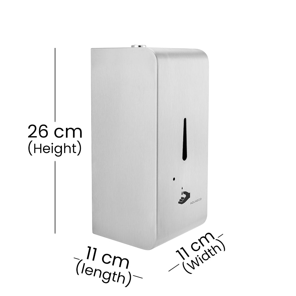 Aquaeco Ix304 Battery Operated Brushed Stainless Steel Wall Mounted Touchless Soap/Sanitizer Dispenser, Capacity 800 ml