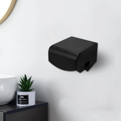 Aquaeco Ix304 Matt Black Stainless Steel Curved Wall Mounted Toilet Roll Holder, 12x14x9.1 cm