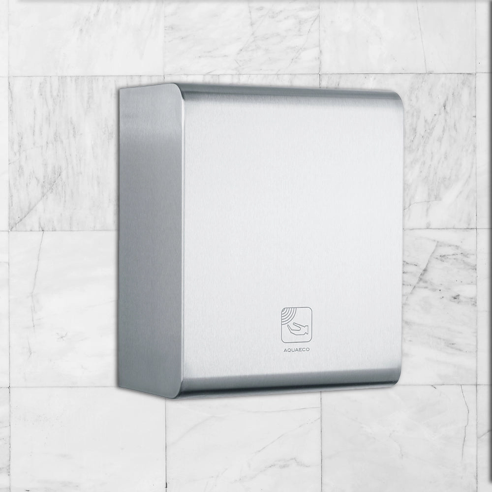 Aquaeco Ix304 Brushed Stainless Steel Wall Mounted Hand Dryer with Touchless Sensor Mains Operated, Power 1000W