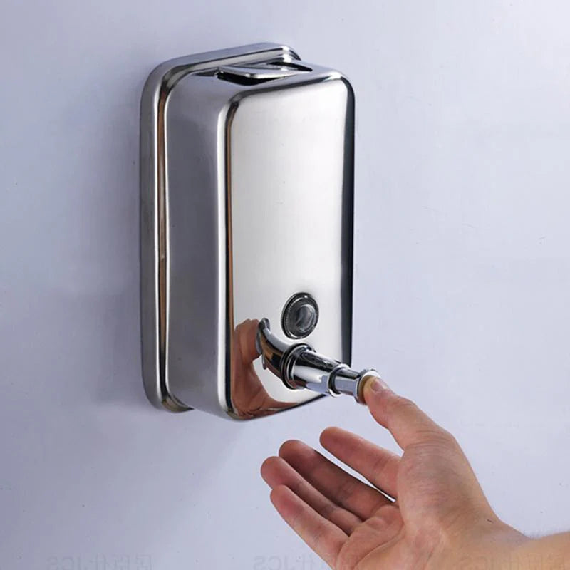 Aquaeco Polished Stainless Steel Wall Mounted Liquid Soap Dispenser, Capacity 500 ml