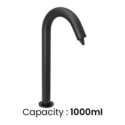 Aquaeco Brass Matt Black Deck Mounted Tall Touchless Liquid Soap Dispenser Battery or Mians Operated, Capacity 1000 ml