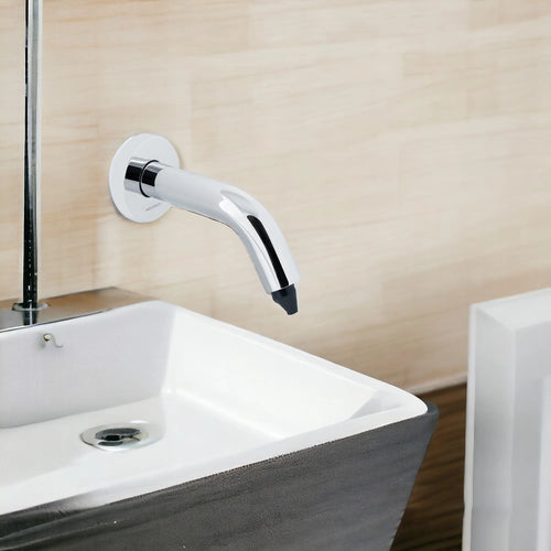 Aquaeco Brass Chrome Square Wall Touchless Liquid Soap Dispenser Battery or Mains Operated, Capacity 1800 ml, 14.28 cm