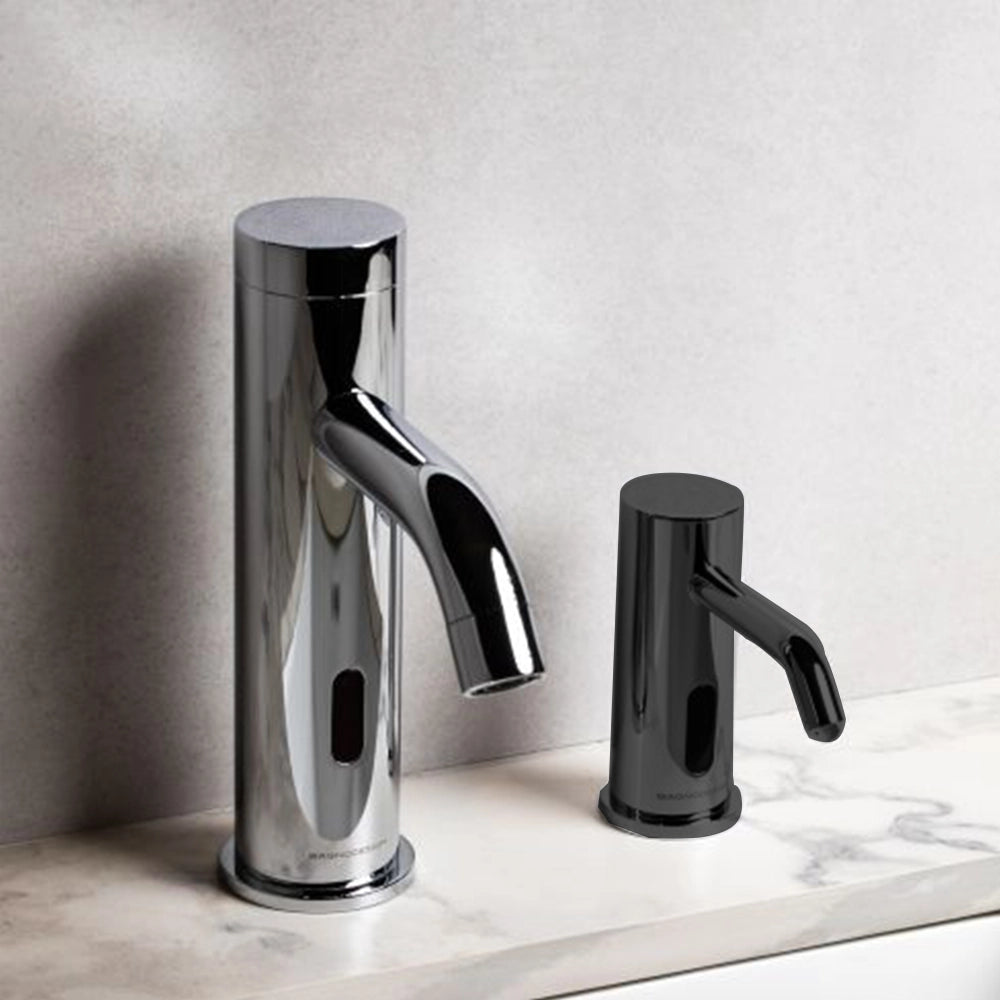 Aquaeco Brass Matt Black M-Line Touchless Soap Dispenser Battery or Mians Operated, Capacity 1800 ml