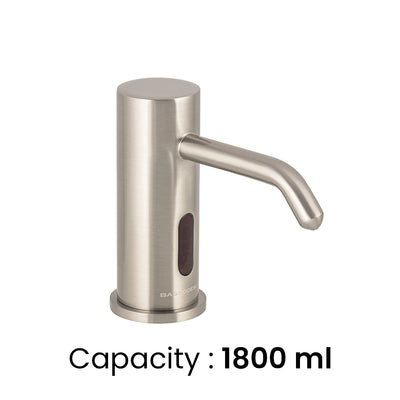 Aquaeco Brass Brushed Nickel M-Line Touchless Soap Dispenser Battery or Mians Operated, Capacity 1800 ml