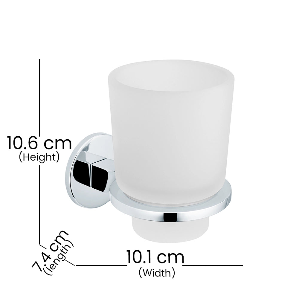 Aquaeco Chrome Windemere Wall Mounted Tumbler And Holder, 10.1x7.4x10.6 cm