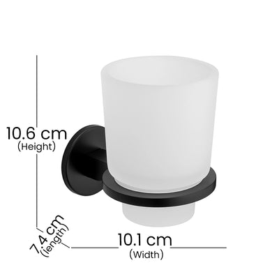 Aquaeco Matt Black Windemere Wall Mounted Tumbler And Holder, 10.1x7.4x10.6 cm