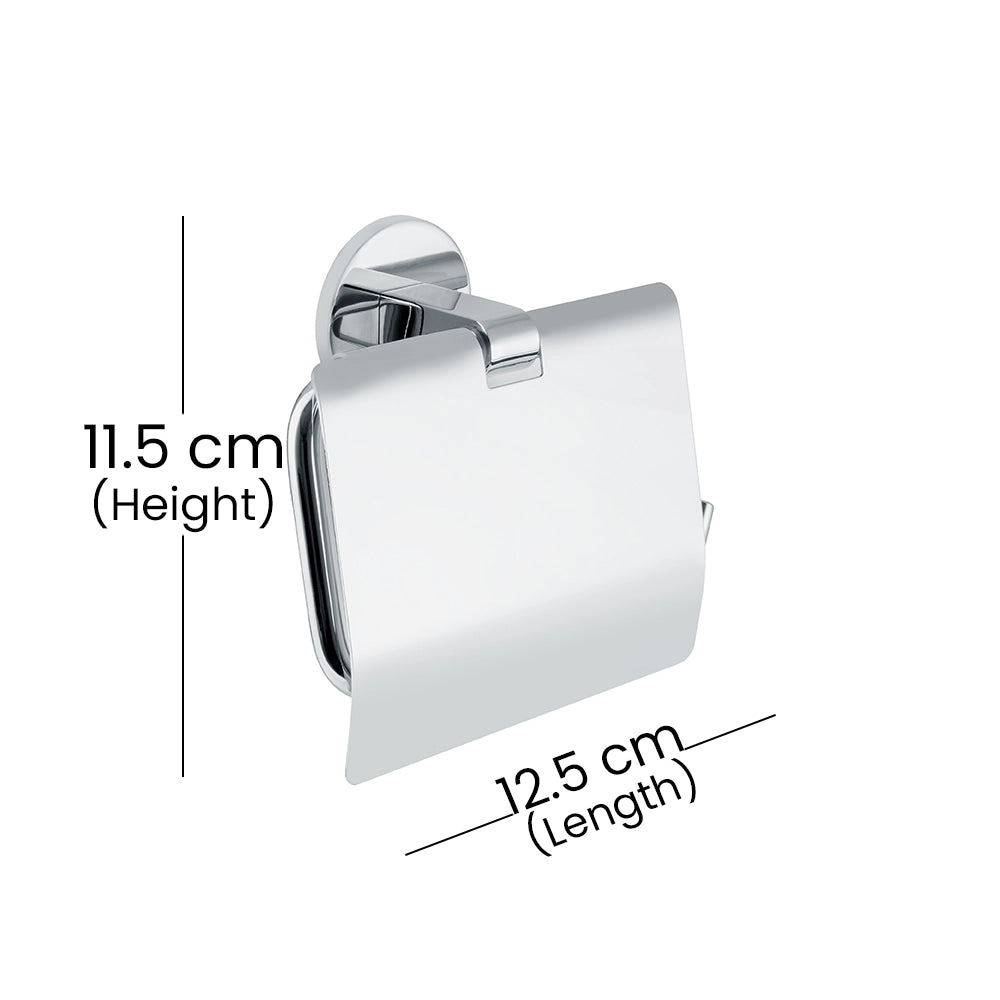 Aquaeco Chrome Windemere Toilet Roll Holder With Cover, 12.5x4.5x11.5 cm