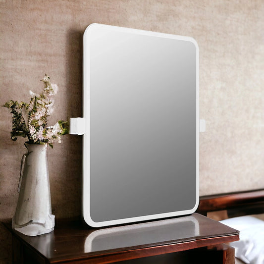 Aquaeco Matt White Adjustable Tilted Mirror, 45x60 cm