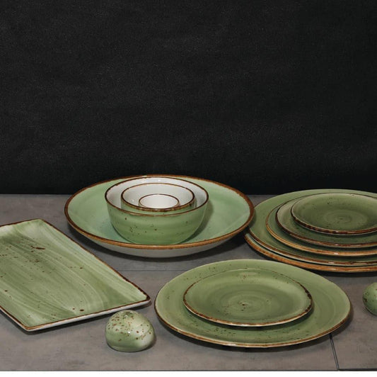 Furtino England Exotic 7.5"x13"/19x33.5cm Green Porcelain Rectangle Plate - HorecaStore