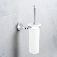 Bagnodesign Chrome Ellington Wall Mounted Ceramic Toilet Brush And Holder, 15x12.5x36 cm