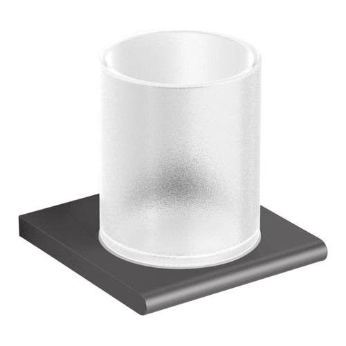 Bagnodesign Anthracite Slim Line Tumbler And Holder, 10x10x10 cm