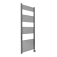 Bagnodesign Anthracite Universal Heated Towel Rail With Matt Black Thermostat Heating Control, 50x9.9x160 cm