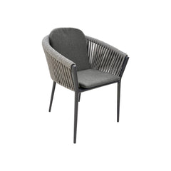 Gymkhana Ithaca Outdoor Dining Chair With Seat Cushion, Charcoal/Silver/Charcoal, 63x63x76 cm