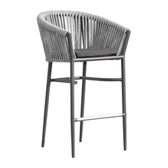 Gymkhana Ithaca Outdoor Bar Stool With Seat Cushion, Charcoal/Silver/Charcoal, 50x51x10.90 cm