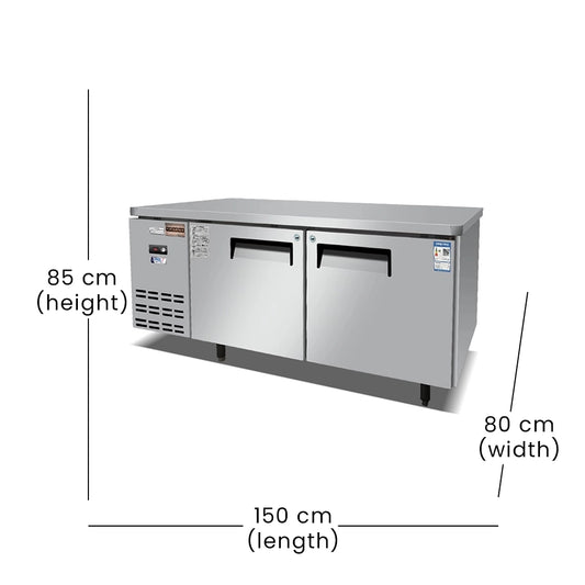 Lava Inox Worktop Chiller Double Door, 360 W, 150 x 80 x 85 cm