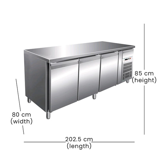 Lava Inox Worktop Chiller Three Door, 230 W, 202.5 x 80 x 85 cm