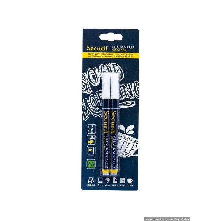 Securit BL-SMA100-V2-WHI Chalkmarkers Blister, Color White, Set of 2 - HorecaStore