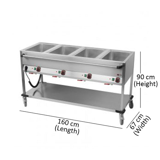 RM Gastro Electric Bain Marie, 2.8 kW, 160 x 67 x 90 cm