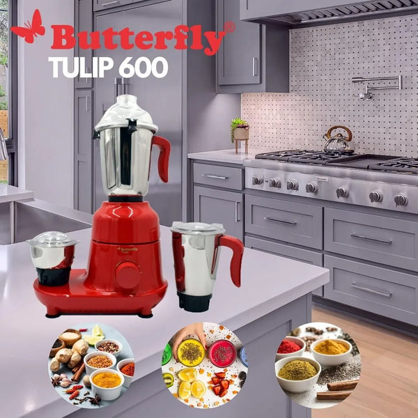 BUTTERFLY BT17449 TULIP MIXER GRINDER - 600W -3 JARS- RED