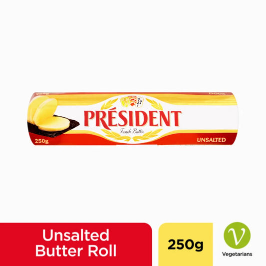 President Unsalted Butter Roll with 82% Fat, 250grams x 24 Pcs