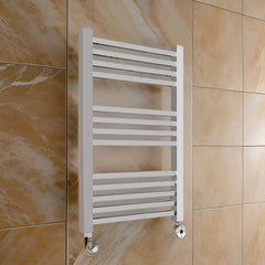 Bagnodesign Brushed Nickel Cube Heated Towel Rail With Thermostat Heating Control, Capacity 400W, 50x9.8x80 cm