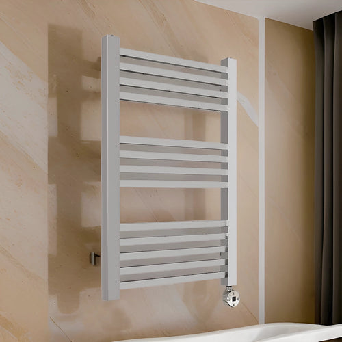 Bagnodesign Chrome Cube Heated Towel Rail With Thermostat Heating Control, Capacity 400W, 50x9.8x80 cm