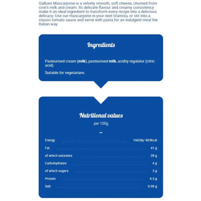 GALBANI Mascarpone Cheese, 500gms x 6 Pcs