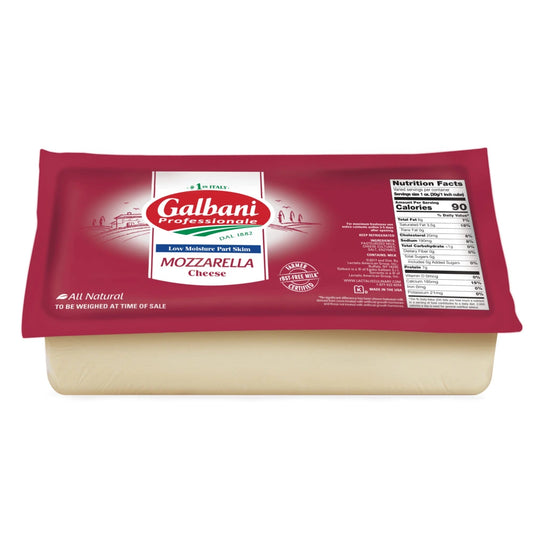 GALBANI Grated Mozzarella Cheese Block with 100% fat, 2.27kg x 8 Pcs